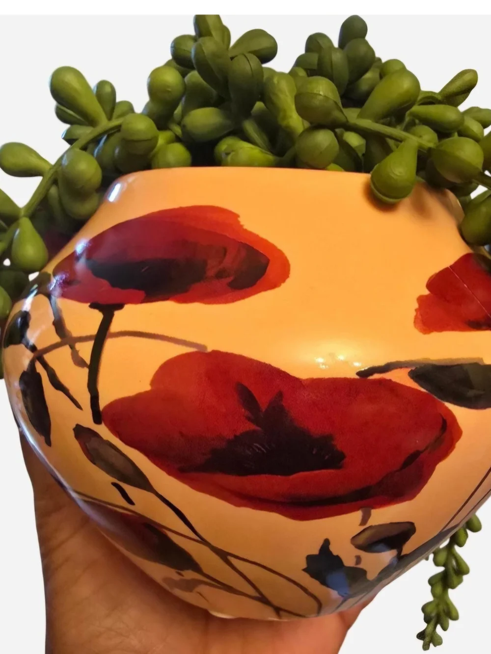 String of Pearls  Faux succulent plant with cascading green beads